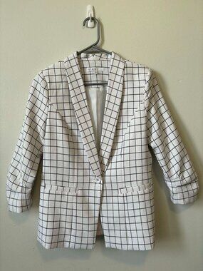 Plaid Button Blazer - Size XS